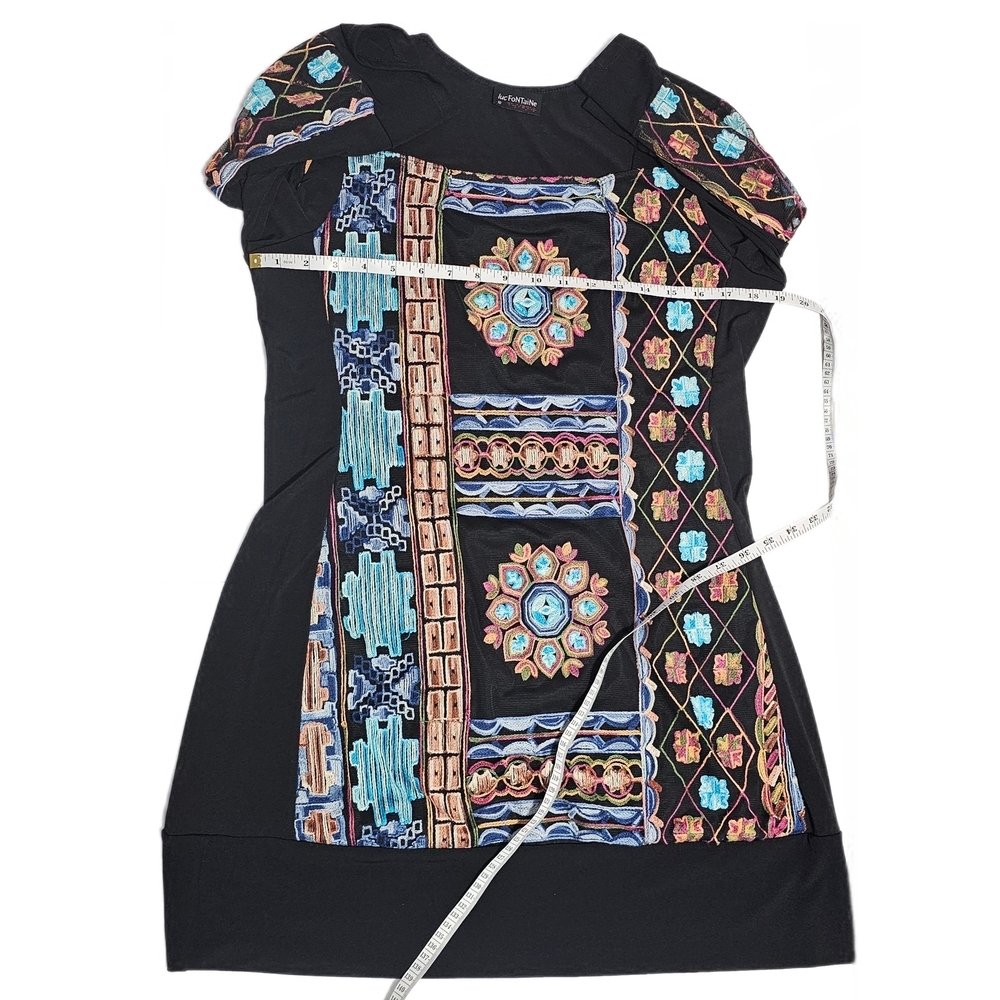 Luc Fontaine Babylone Short Boho Tunic Dress Embroidered Womens Size 10 - Picture 12 of 16